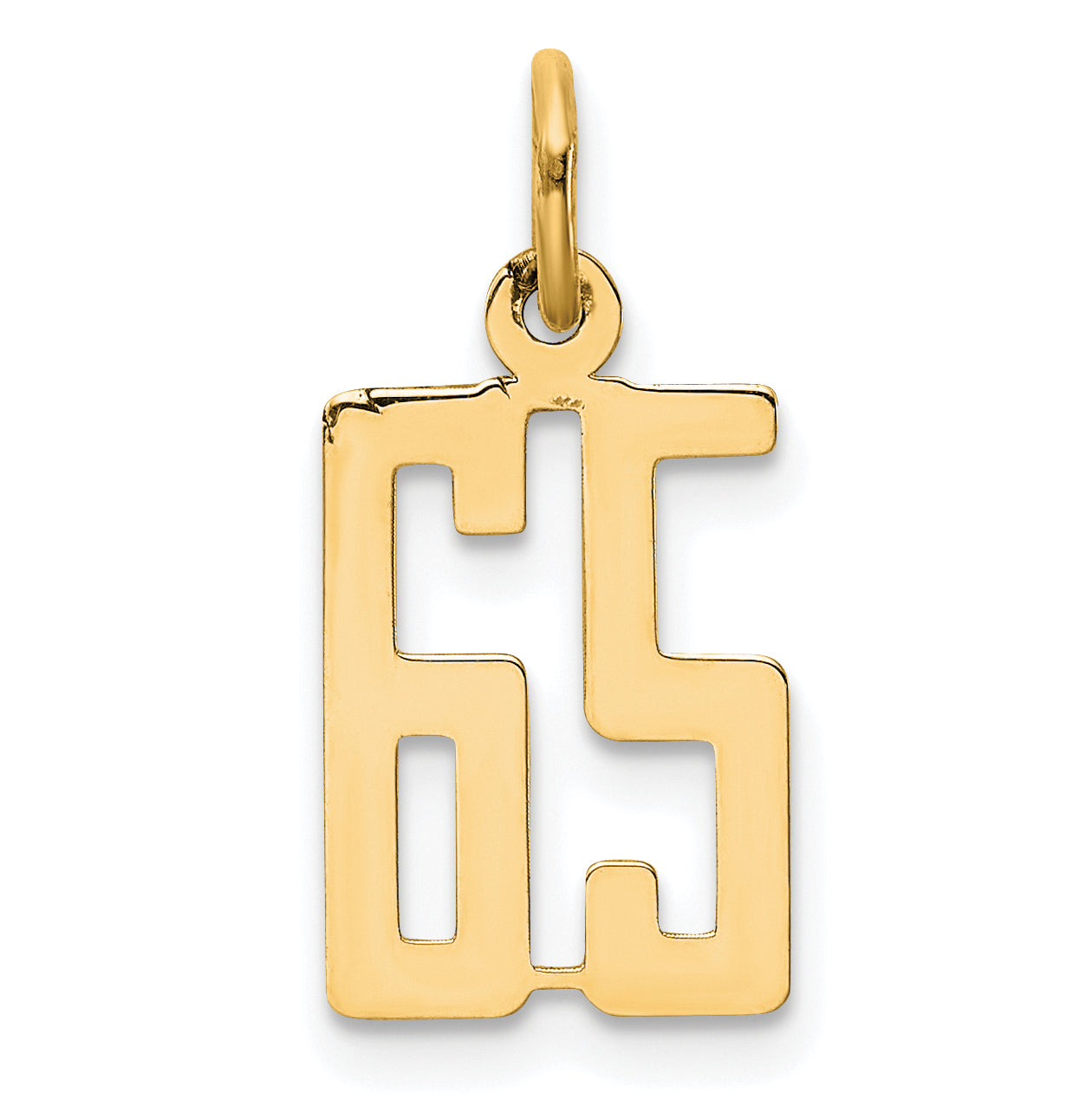 14K Yellow Gold Small Elongated Number 65 Charm
