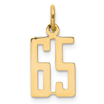 14K Yellow Gold Small Elongated Number 65 Charm
