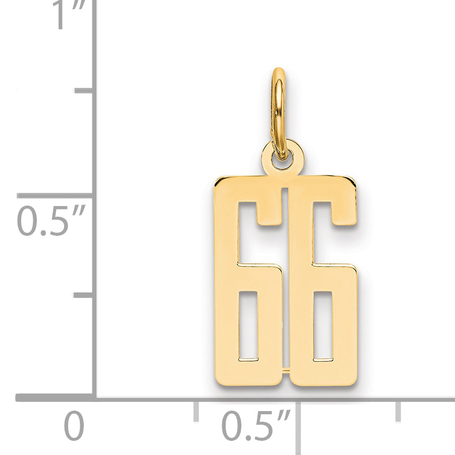 14K Yellow Gold Small Elongated Number 66 Charm