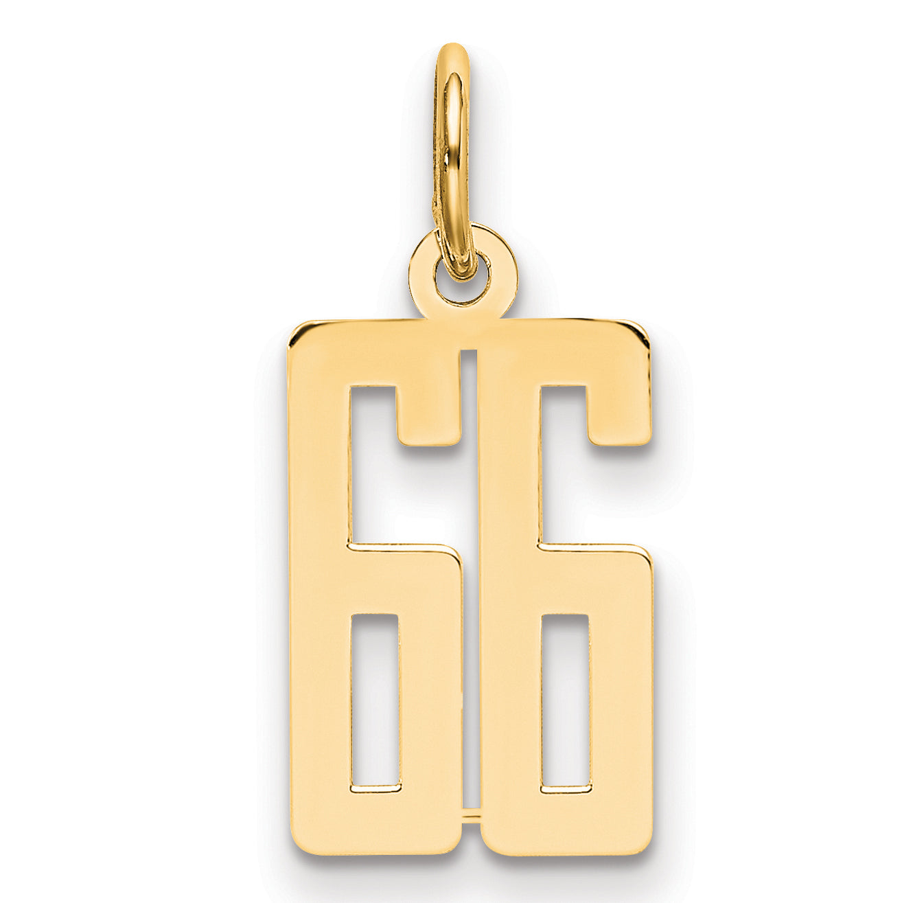 14K Yellow Gold Small Elongated Number 66 Charm
