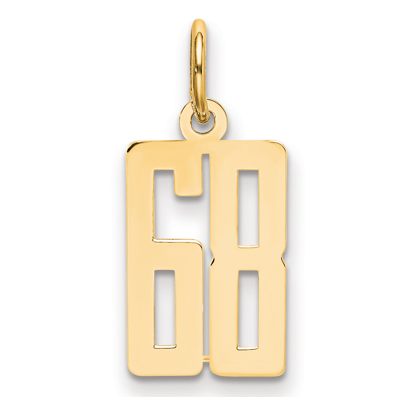 14K Yellow Gold Small Elongated Number 68 Charm