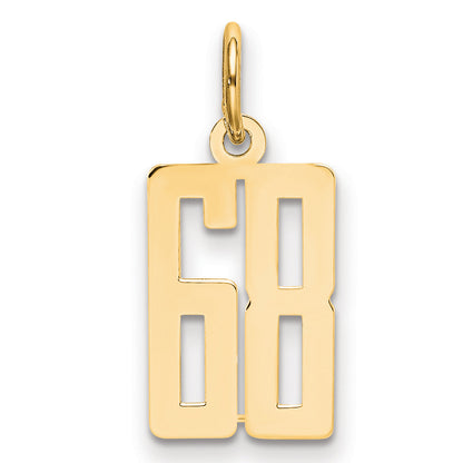 14K Yellow Gold Small Elongated Number 68 Charm