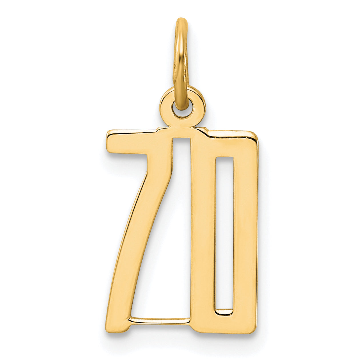 14K Yellow Gold Small Elongated Number 70 Charm