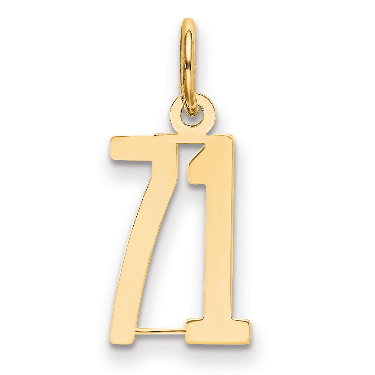 14K Yellow Gold Small Elongated Number 71 Charm