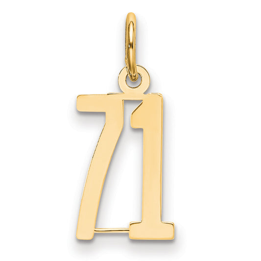 14K Yellow Gold Small Elongated Number 71 Charm