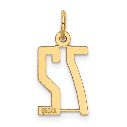14K Yellow Gold Small Elongated Number 72 Charm