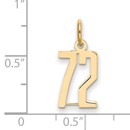 14K Yellow Gold Small Elongated Number 72 Charm