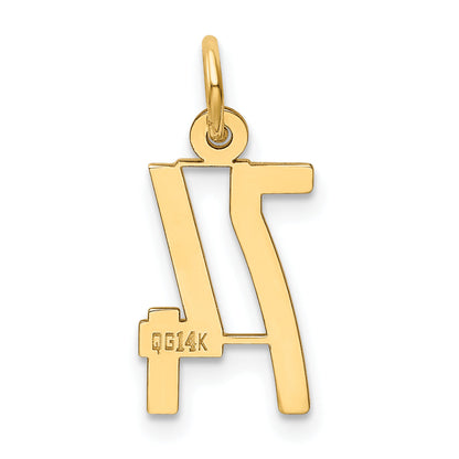 14K Yellow Gold Small Elongated Number 74 Charm