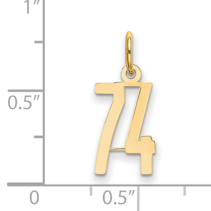 14K Yellow Gold Small Elongated Number 74 Charm