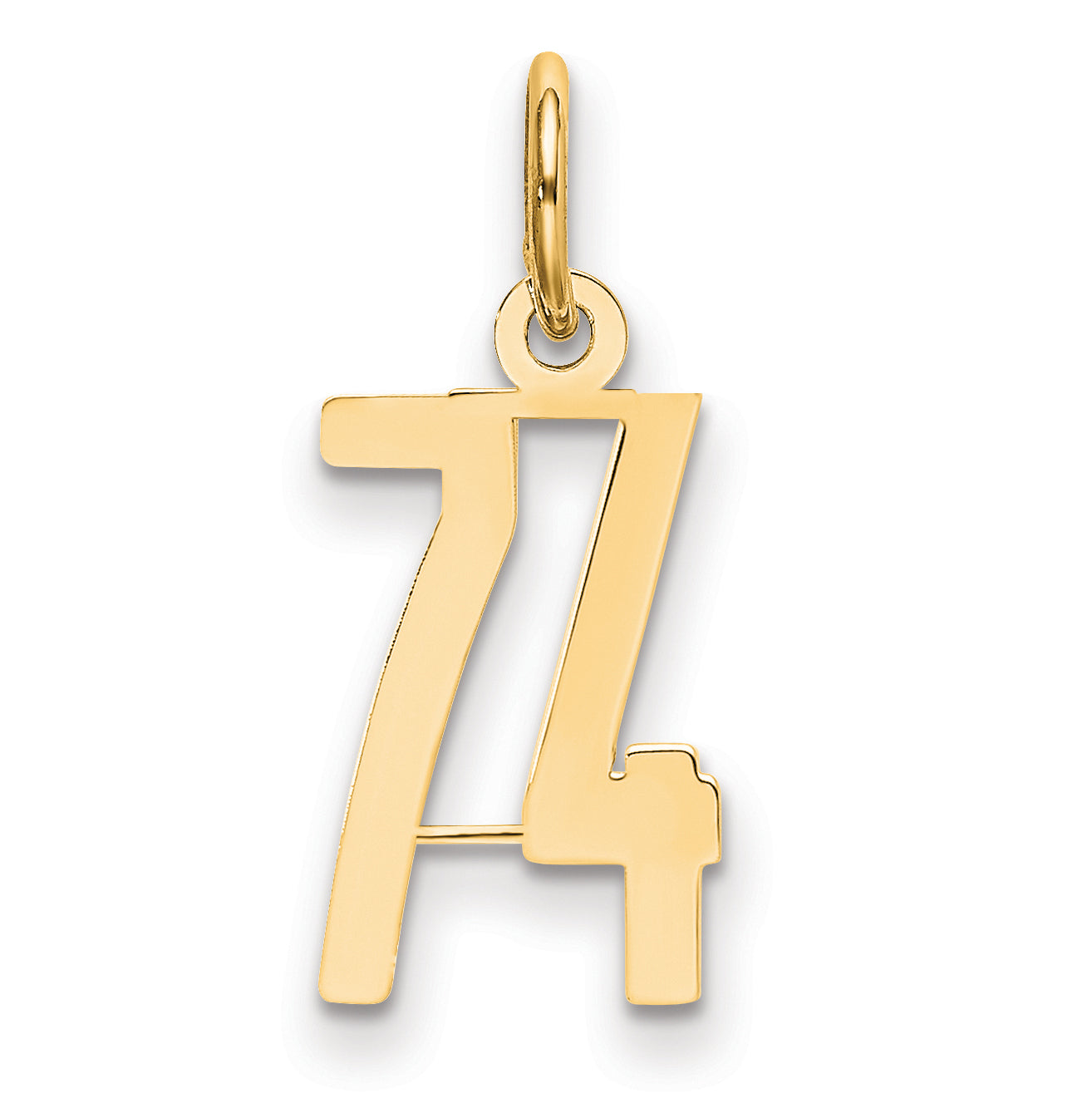 14K Yellow Gold Small Elongated Number 74 Charm