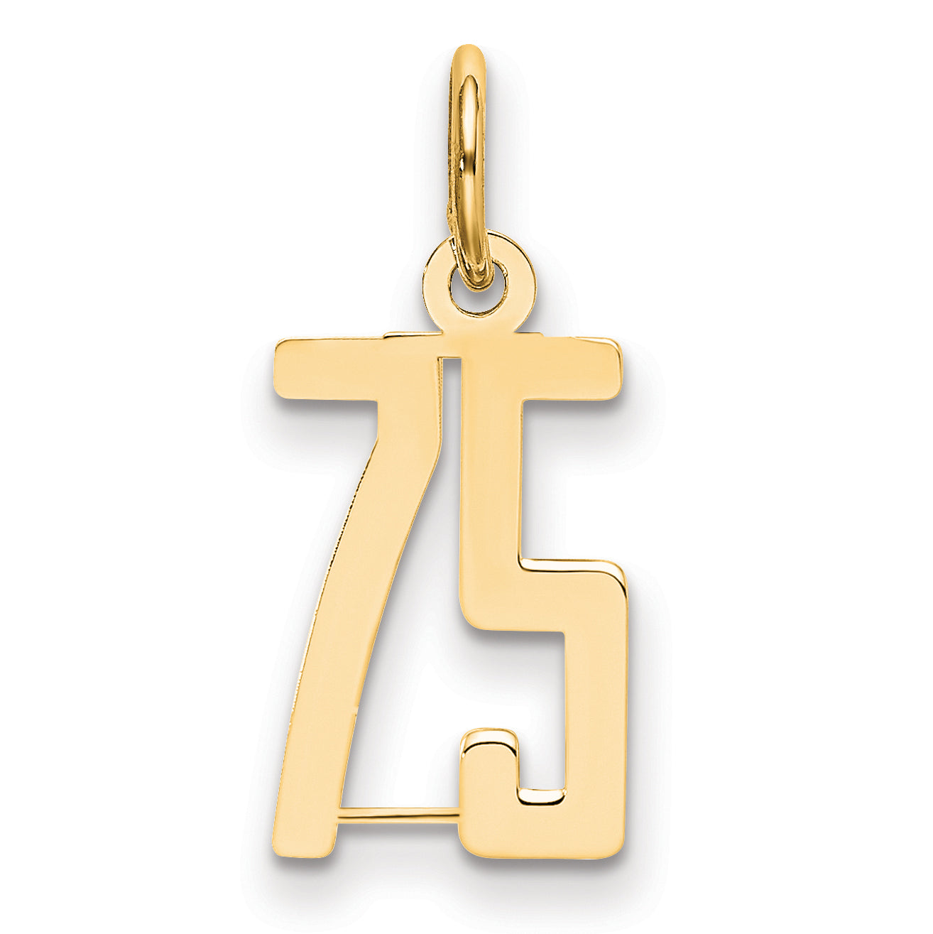 14K Yellow Gold Small Elongated Number 75 Charm
