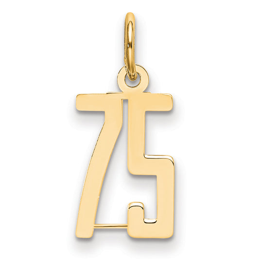 14K Yellow Gold Small Elongated Number 75 Charm