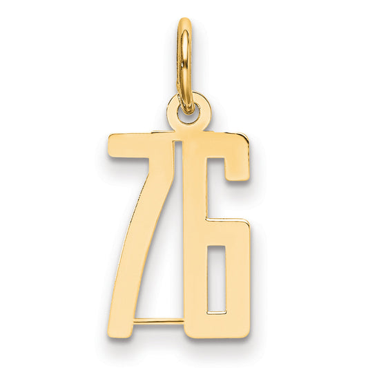 14K Yellow Gold Small Elongated Number 76 Charm