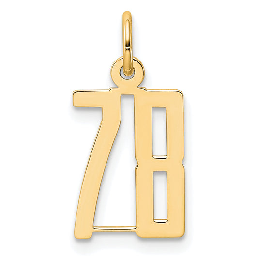 14K Yellow Gold Small Elongated Number 78 Charm