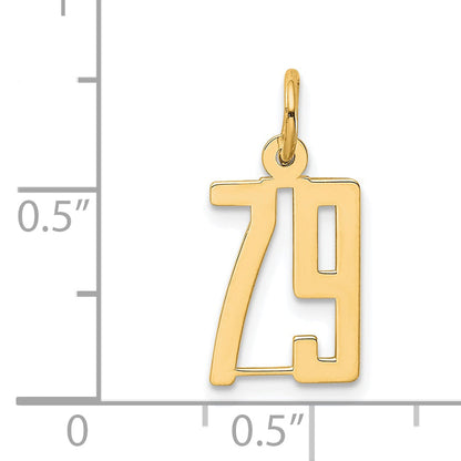 14K Yellow Gold Small Elongated Number 79 Charm