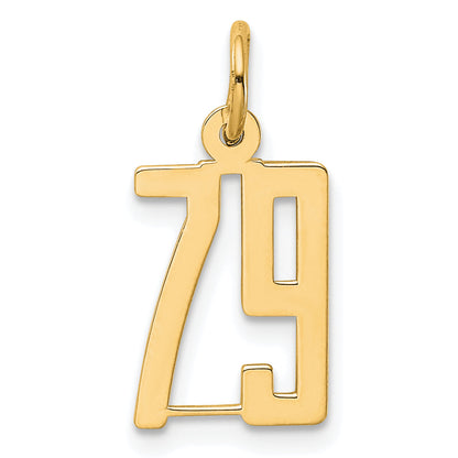 14K Yellow Gold Small Elongated Number 79 Charm