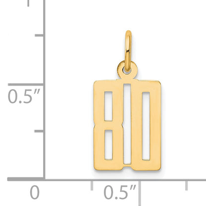 14K Yellow Gold Small Elongated Number 80 Charm