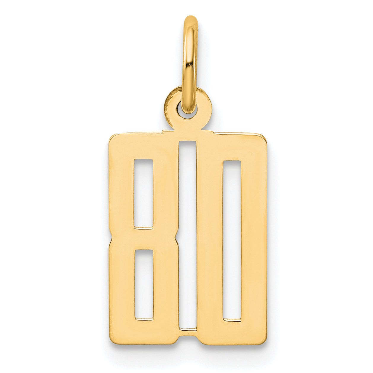 14K Yellow Gold Small Elongated Number 80 Charm
