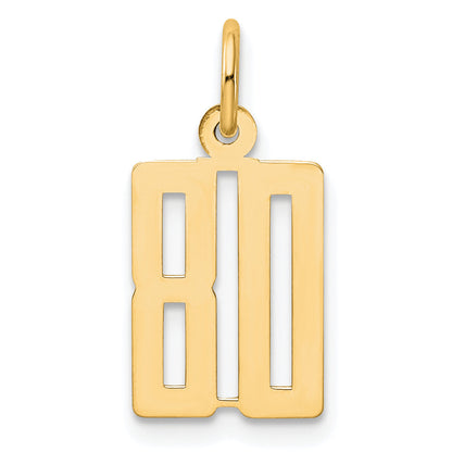 14K Yellow Gold Small Elongated Number 80 Charm