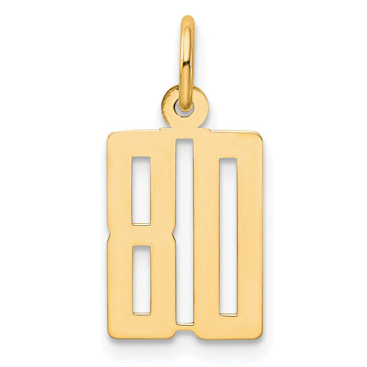14K Yellow Gold Small Elongated Number 80 Charm