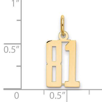 14K Yellow Gold Small Elongated Number 81 Charm