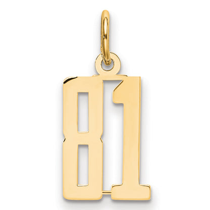 14K Yellow Gold Small Elongated Number 81 Charm