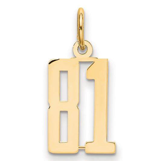 14K Yellow Gold Small Elongated Number 81 Charm