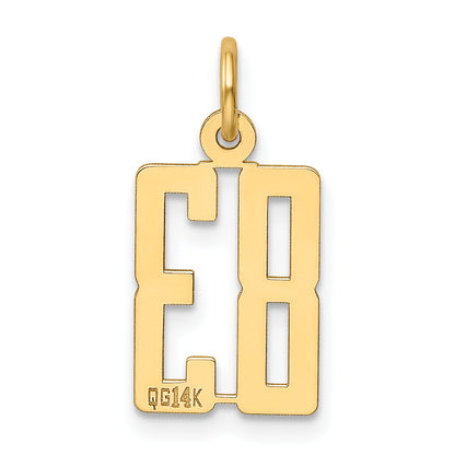 14K Yellow Gold Small Elongated Number 83 Charm