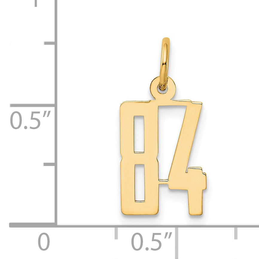 14K Yellow Gold Small Elongated Number 84 Charm