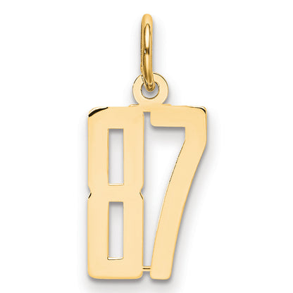 14K Yellow Gold Small Elongated Number 87 Charm