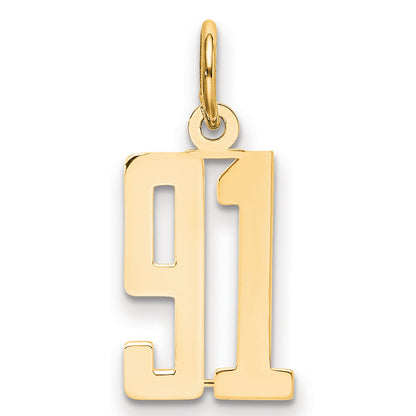 14K Yellow Gold Small Elongated Number 91 Charm