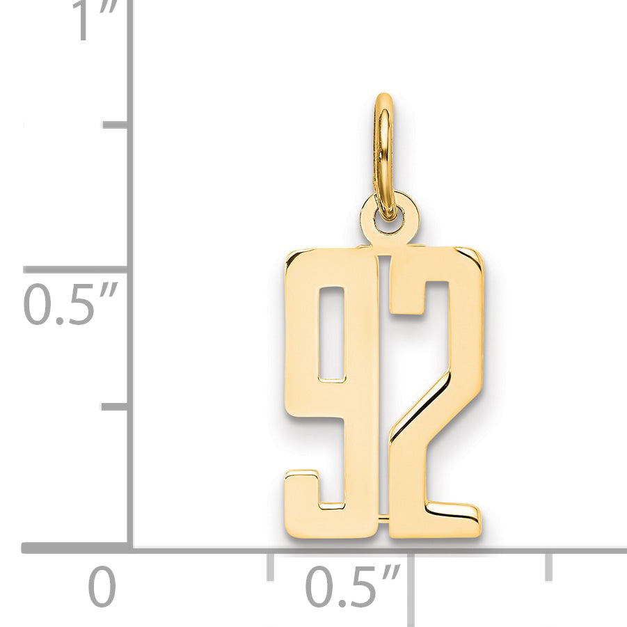 14K Yellow Gold Small Elongated Number 92 Charm