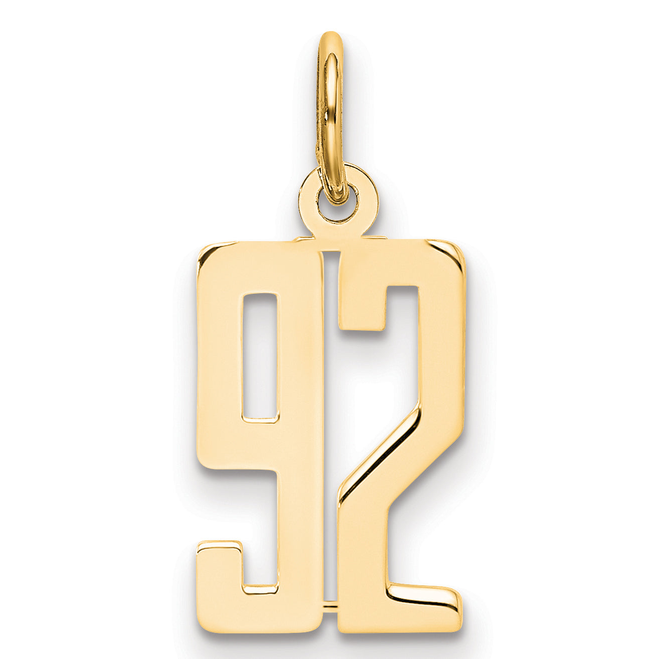 14K Yellow Gold Small Elongated Number 92 Charm