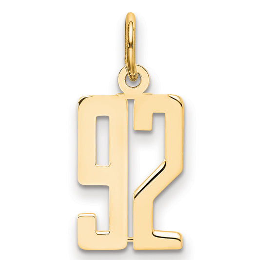 14K Yellow Gold Small Elongated Number 92 Charm