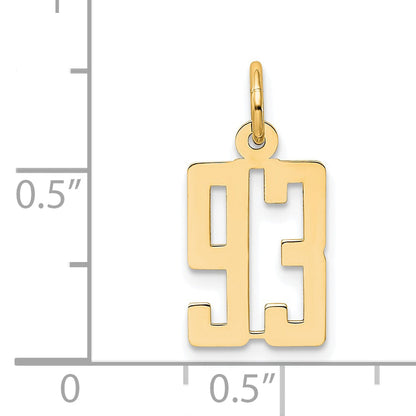 14K Yellow Gold Small Elongated Number 93 Charm
