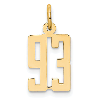14K Yellow Gold Small Elongated Number 93 Charm