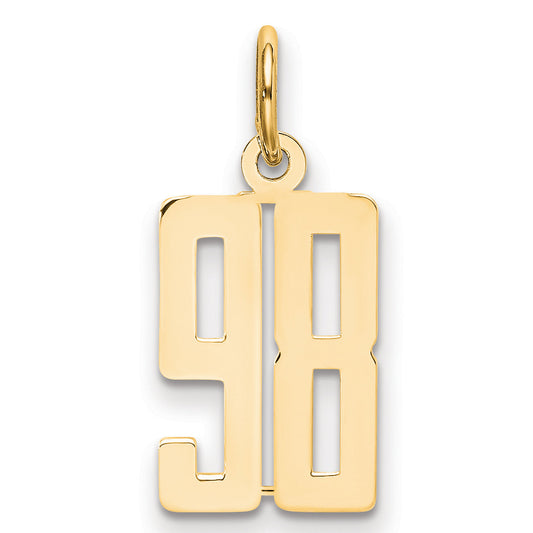 14K Yellow Gold Small Elongated Number 98 Charm
