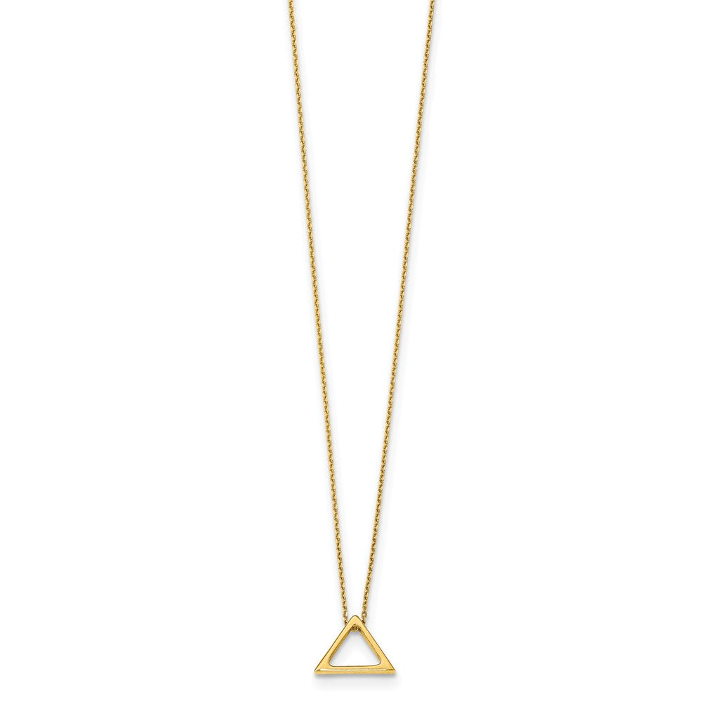 14K Yellow Gold Polished Triangle 2 In Ext. Necklace