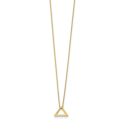 14K Yellow Gold Polished Triangle 2 In Ext. Necklace