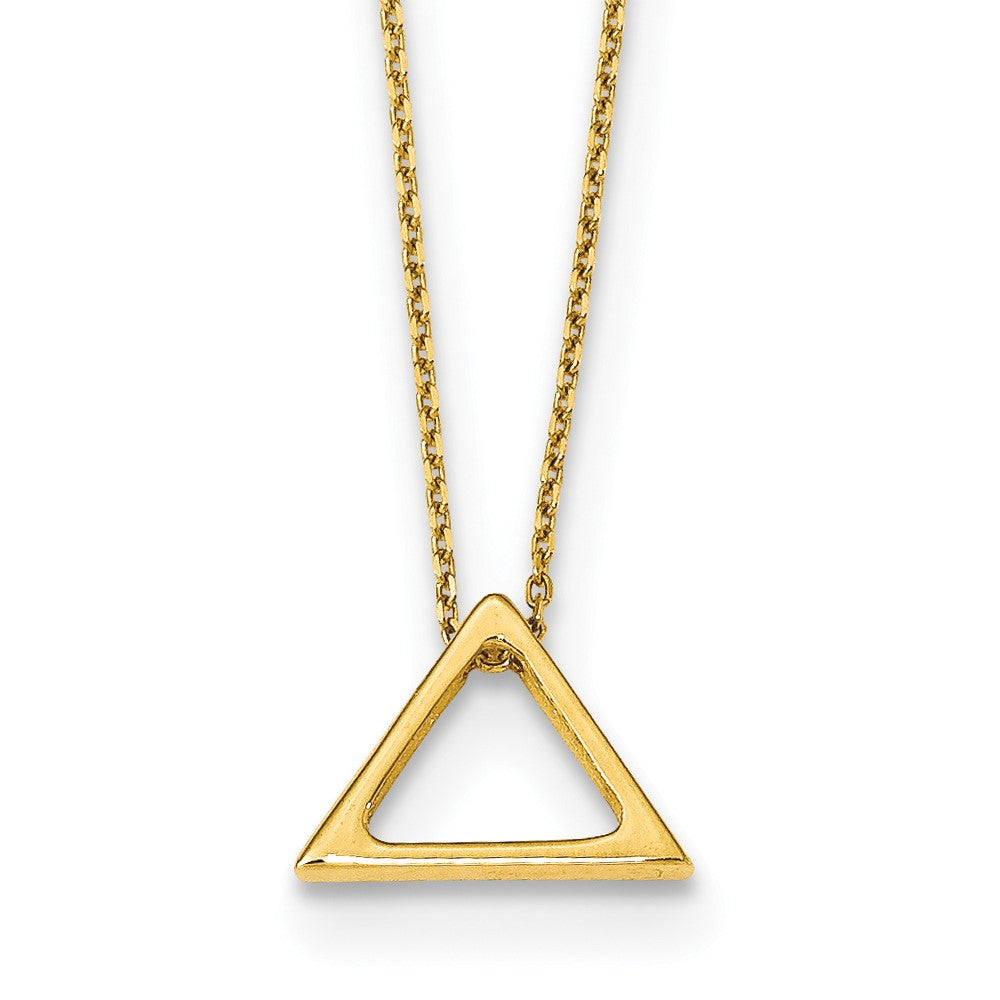 14K Yellow Gold Polished Triangle 2 In Ext. Necklace