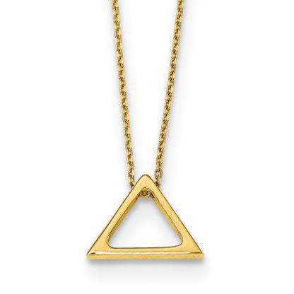 14K Yellow Gold Polished Triangle 2 In Ext. Necklace
