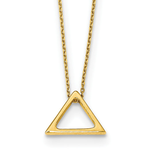 14K Yellow Gold Polished Triangle 2 In Ext. Necklace