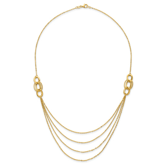 14K Yellow Gold Four Layer Rope Chain Necklace