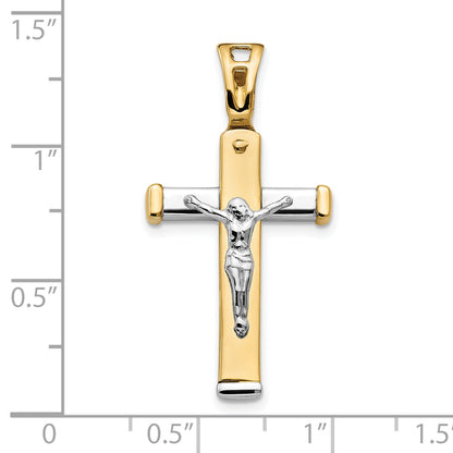 14K Two Tone Polished Crucifix Pendant