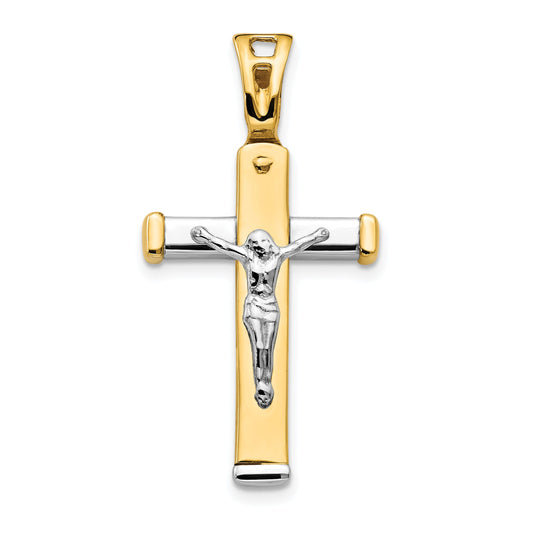 14K Two Tone Polished Crucifix Pendant