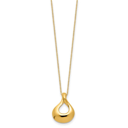 14K Yellow Gold Polished Tear Drop Necklace