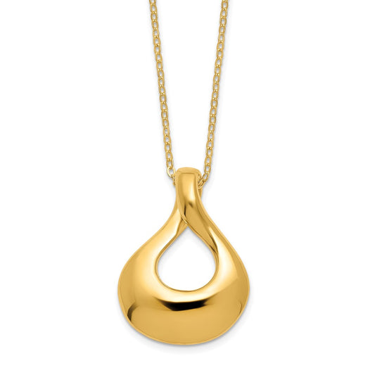 14K Yellow Gold Polished Tear Drop Necklace