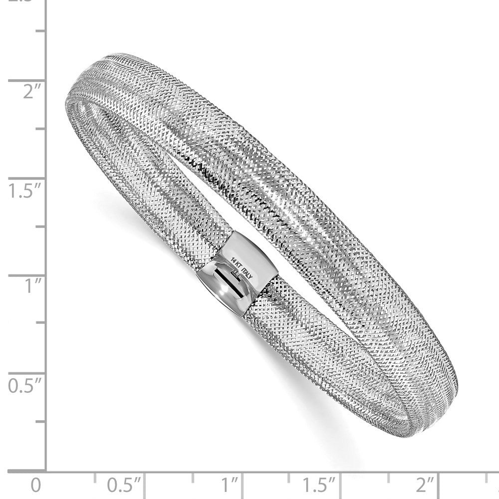 14K Yellow & Rhodium With White Plating Polished Mesh Stretch Bracelet