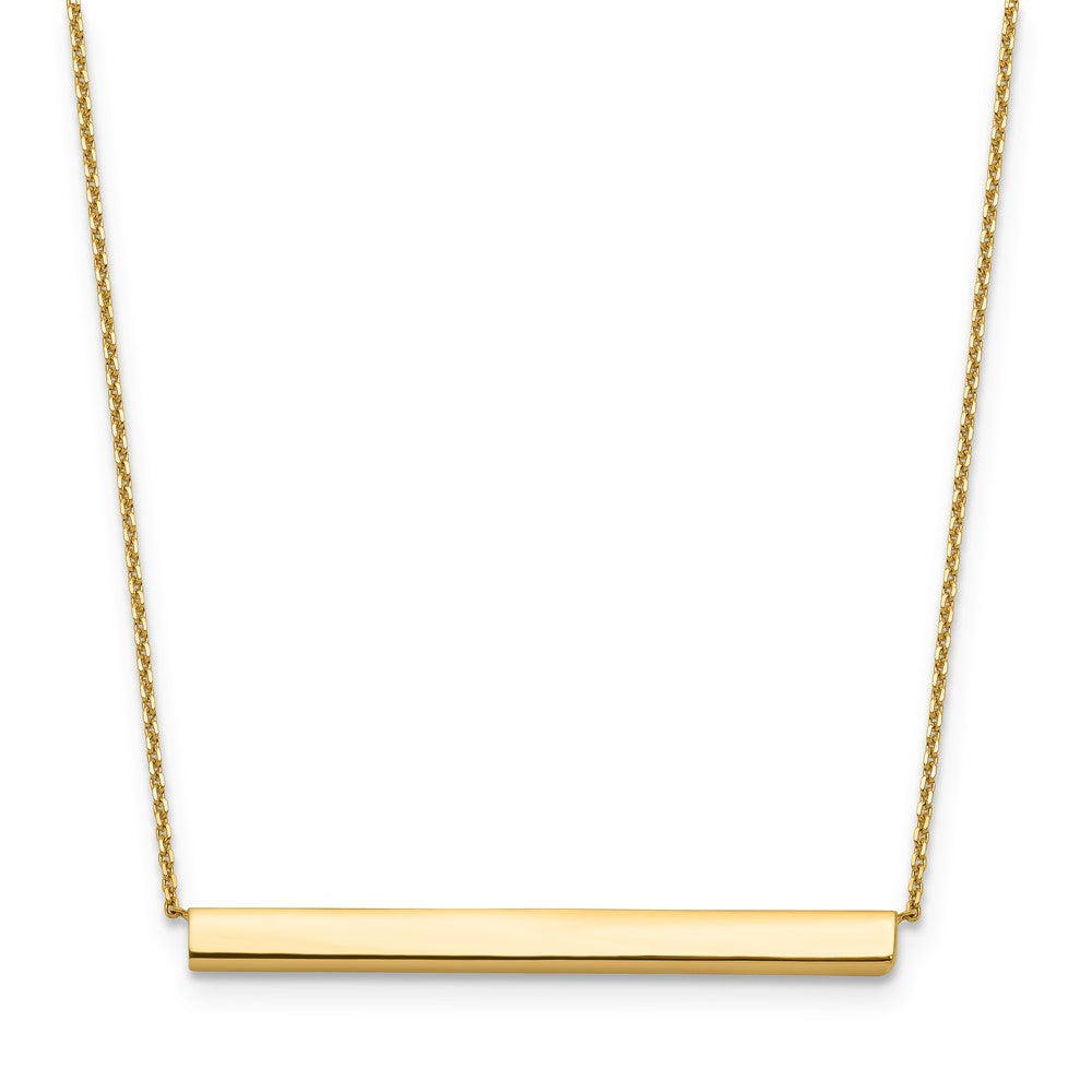 14K Yellow Gold Polished With 1In Ext. Bar Necklace