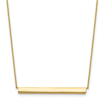 14K Yellow Gold Polished With 1In Ext. Bar Necklace